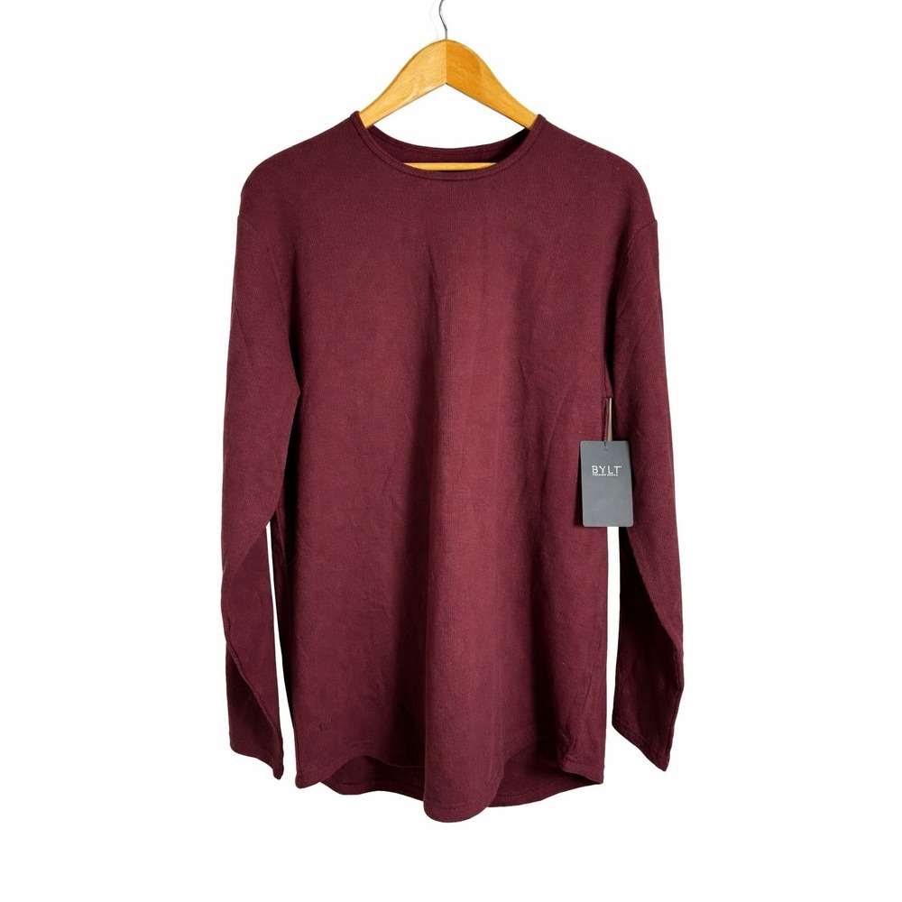 BYLT Premium Basics Thermal Drop-Cut Long Sleeve Shirt Maroon XL NWT Mens Top